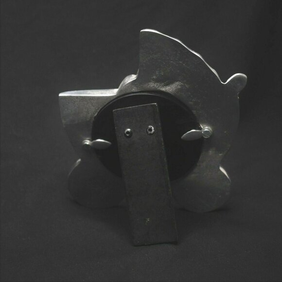 Baby Carriage Picture Frame Silver Pewter Tabletop for 2.25" Diameter Picture - Picture 4 of 4